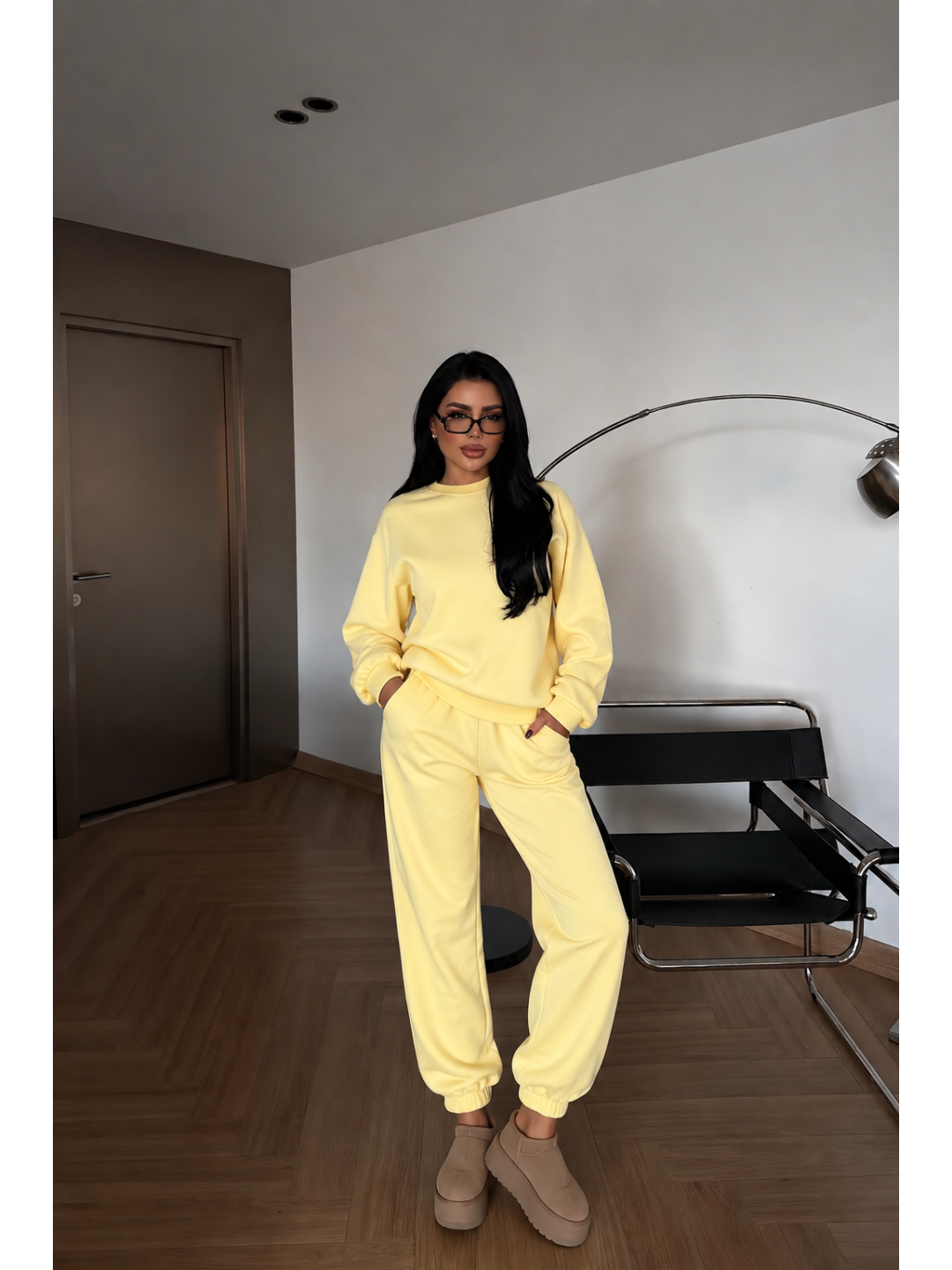 Дамски спортен сет Basic yellow