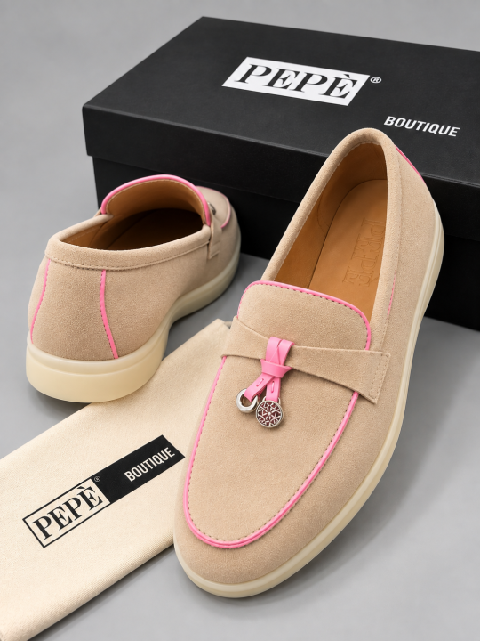 Мокасини от естествен велур PEPE Beige fusion Мокасини от естествен велур PEPE Beige fusion